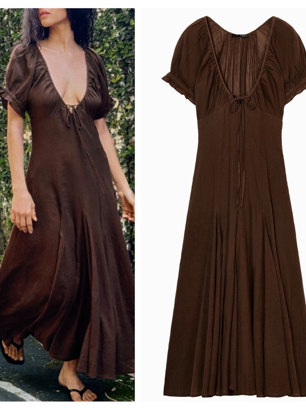 ZARA godet style puff sleeve dress